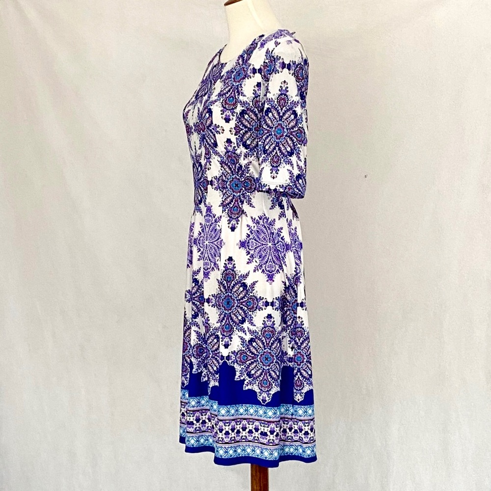 Shelby Palmer Paisley Jersey Knit Fit-Flare Dress - Picture 5 of 11